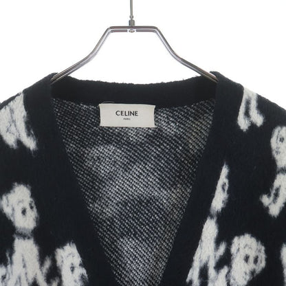 Celine Amy Dorian Jacquard All Over Pattern Cardigan Black