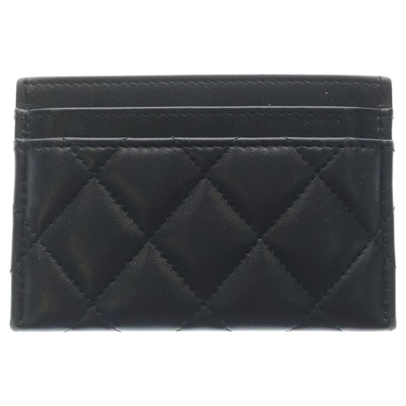 Chanel Quilted CC Logo Star Card Case Black