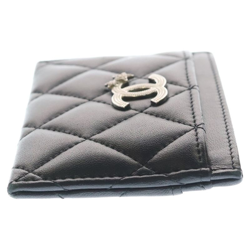 Chanel Quilted CC Logo Star Card Case Black