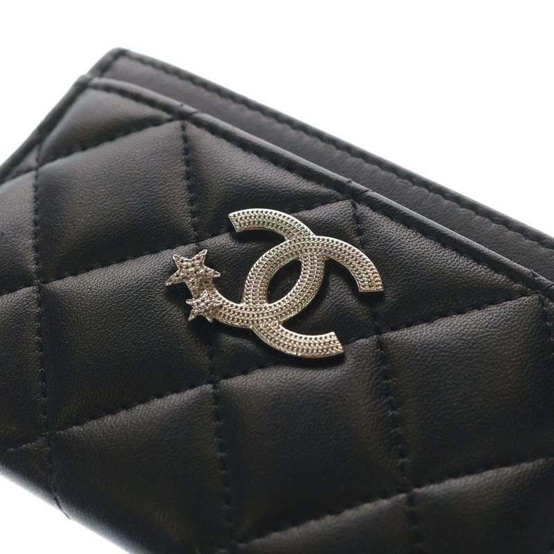 Chanel Quilted CC Logo Star Card Case Black