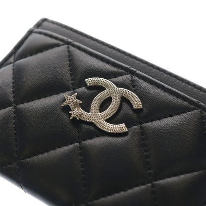 Chanel Quilted CC Logo Star Card Case Black