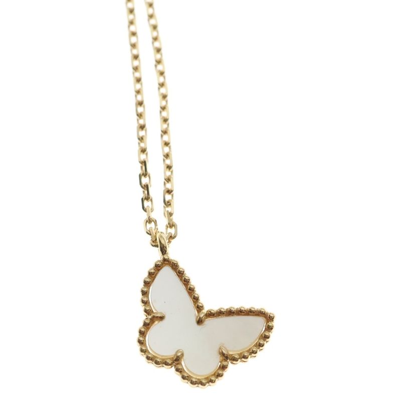 Van Cleef & Arpels Sweet Alhambra Papillon Mother of Pearl Necklace Yellow Gold