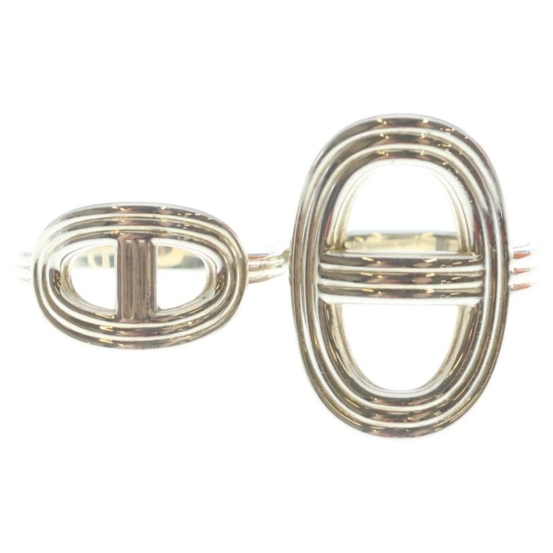 Hermes Chaine D'ancre Double Finger Ring Silver 51