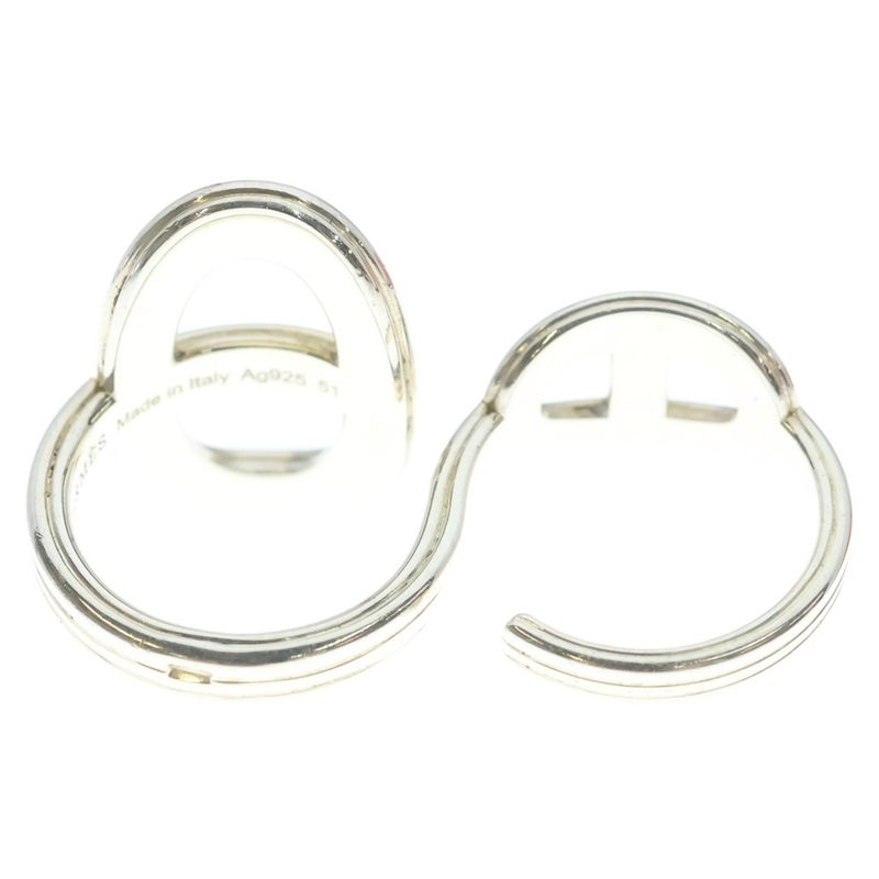 Hermes Chaine D'ancre Double Finger Ring Silver 51