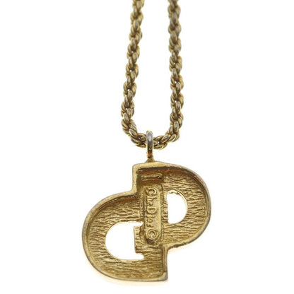 Dior Cdlogo Line Stone Necklace Pendant Chain Gold