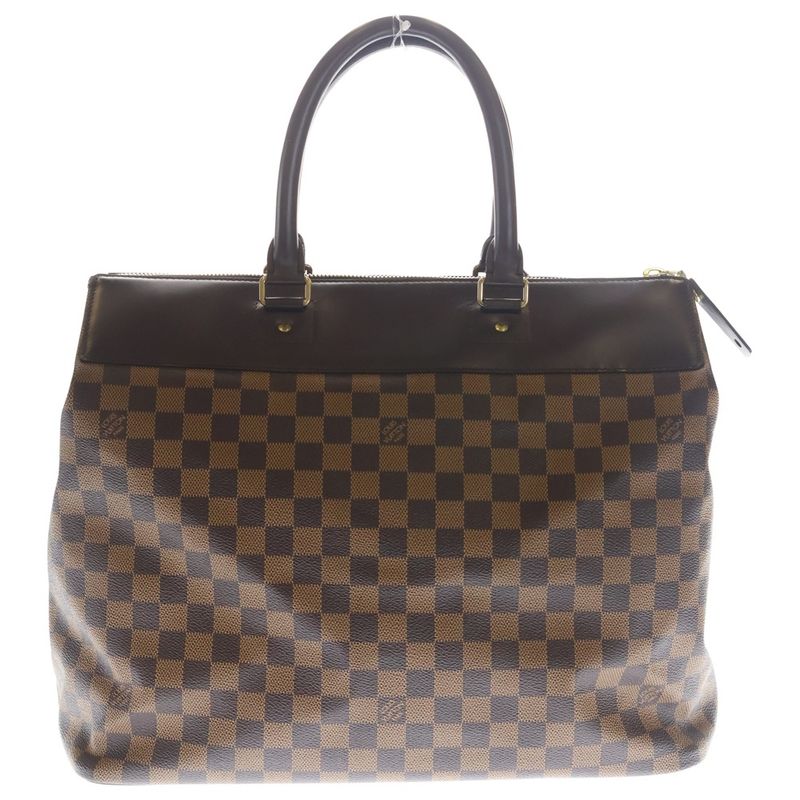Louis Vuitton Greenwich PM Damier Leather Hand Bag Gold Brown