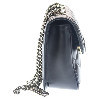 Gucci Deco Mini Leather Mini Shoulder Bag Chain Black Silver