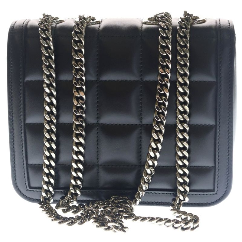 Gucci Deco Mini Leather Mini Shoulder Bag Chain Black Silver