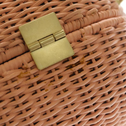 Chanel Heart Lock 2-Way Chain Mini Shoulder Bag Basket Pink Rattan Gold