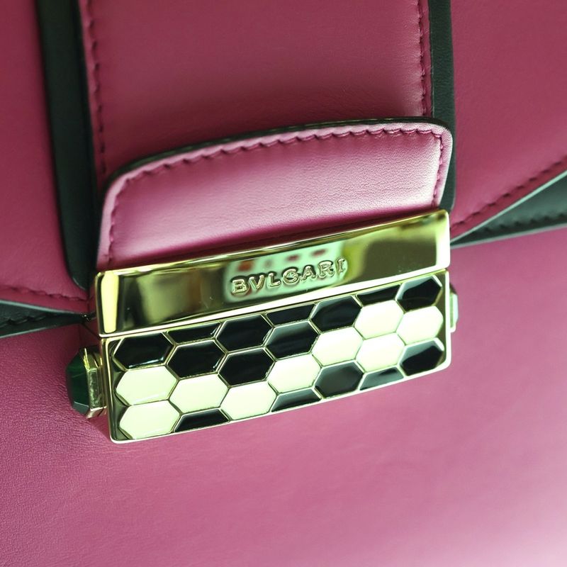 Bvlgari Serpenti 2-Way Shoulder Bag Pink Leather