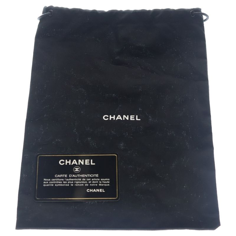 Chanel CC Logo Chain Wallet Shoulder Bag Satin Leather Black