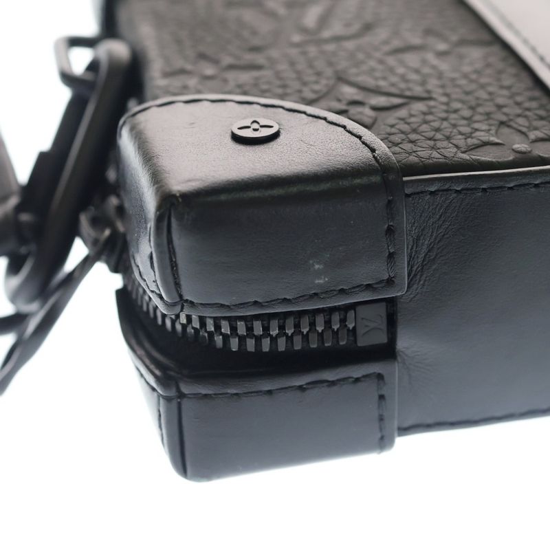 Louis Vuitton Taurillon Monogram Soft Trunk Wallet Mini Shoulder Bag Black