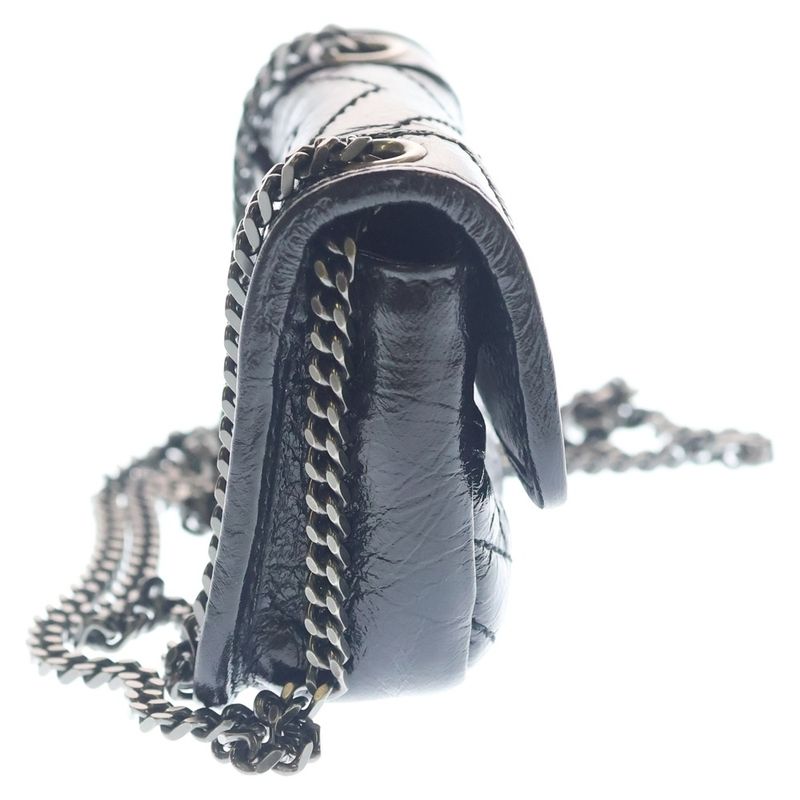 Saint Laurent Yves Niki Leather Mini Chain Shoulder Bag Black
