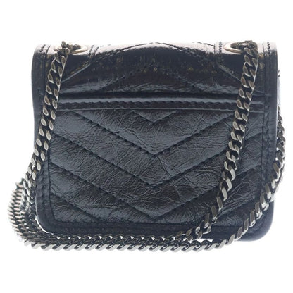 Saint Laurent Yves Niki Leather Mini Chain Shoulder Bag Black