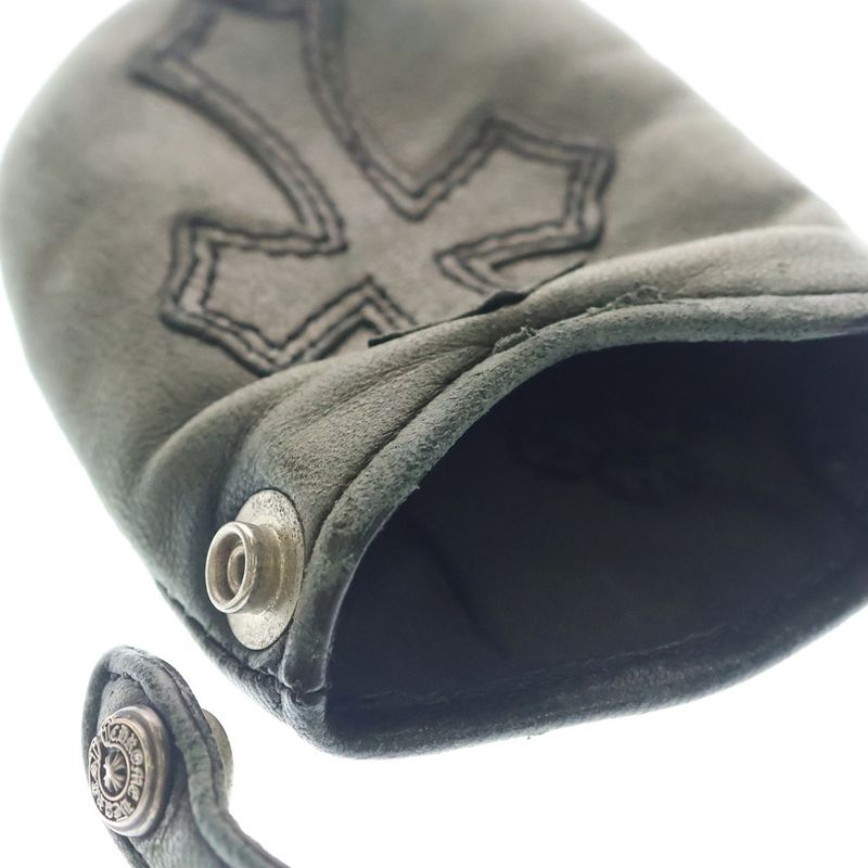 Chrome Hearts Phone Pouch Leather with Cross Patch Green