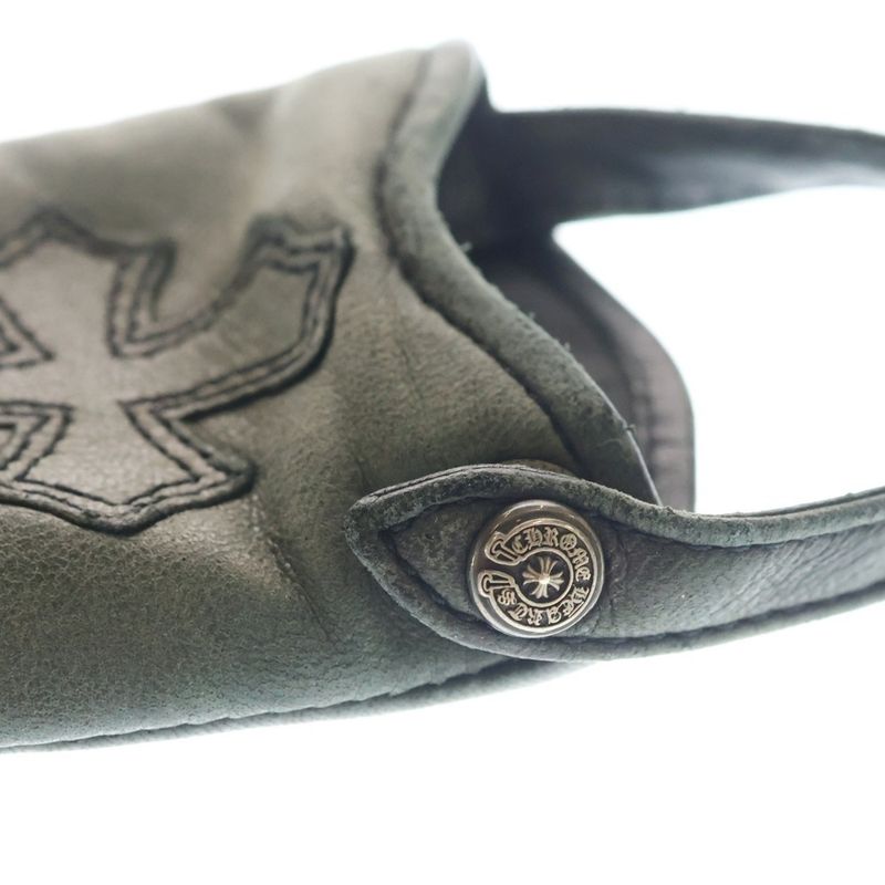 Chrome Hearts Phone Pouch Leather with Cross Patch Green