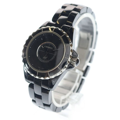 Chanel Intense Black Dial Quartz Watch Wristwatch Silver