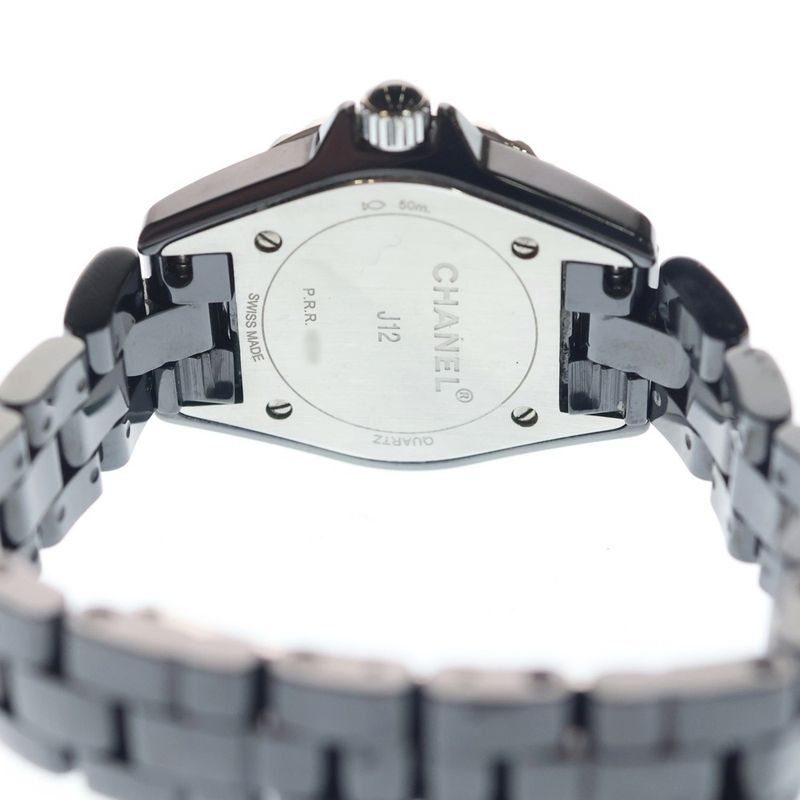 Chanel Intense Black Dial Quartz Watch Wristwatch Silver