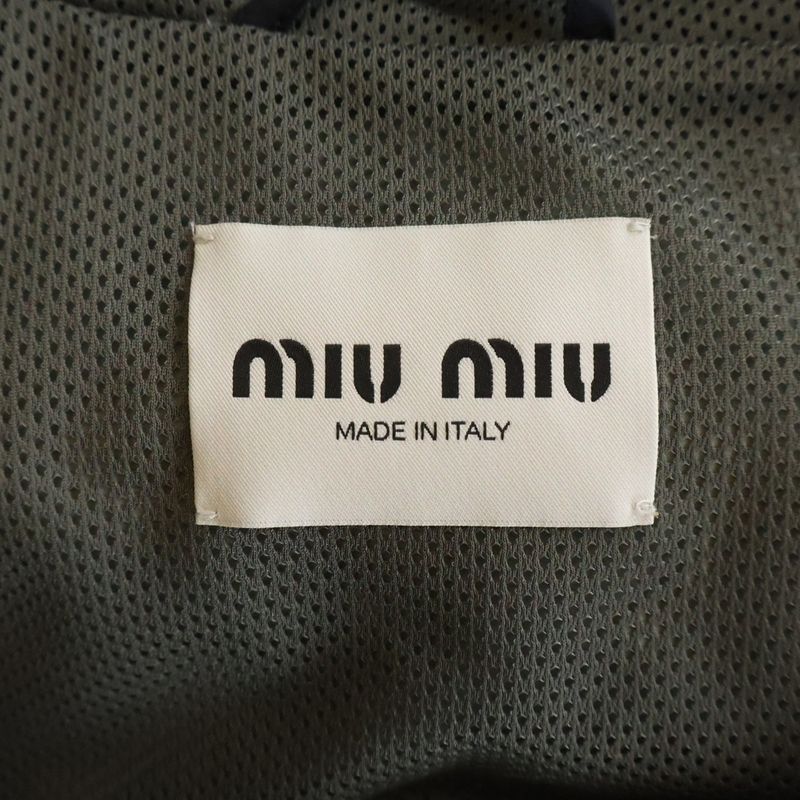 Miu Miu Technical Nylon Zip Up Jacket Gray Black