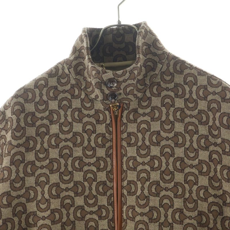 Gucci Horsebit Jacquard Wool Jacket Brown