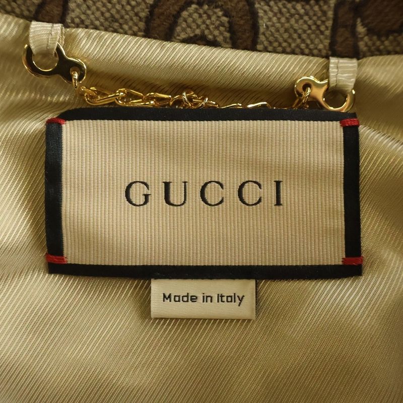 Gucci Horsebit Jacquard Wool Jacket Brown