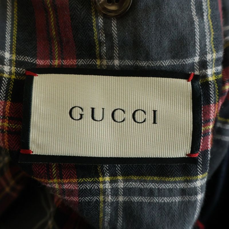 Gucci Gglogo Checkered Liner with Patch Oversize Denim Jacket Indigo