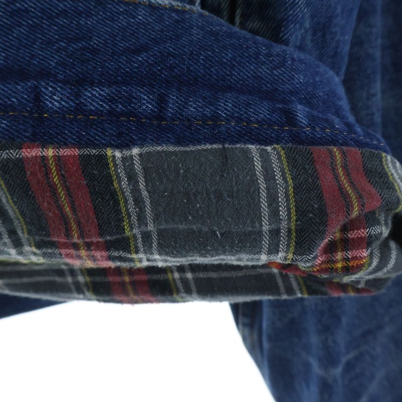 Gucci Gglogo Checkered Liner with Patch Oversize Denim Jacket Indigo