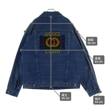 Gucci Gglogo Checkered Liner with Patch Oversize Denim Jacket Indigo