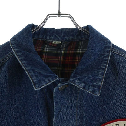 Gucci Gglogo Checkered Liner with Patch Oversize Denim Jacket Indigo