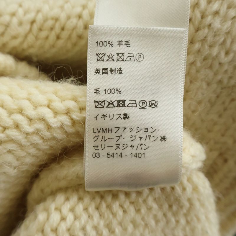 Celine Oversize Shetland Wool Crew Neck Long Sleeve Pullover Sweater Ivory Navy