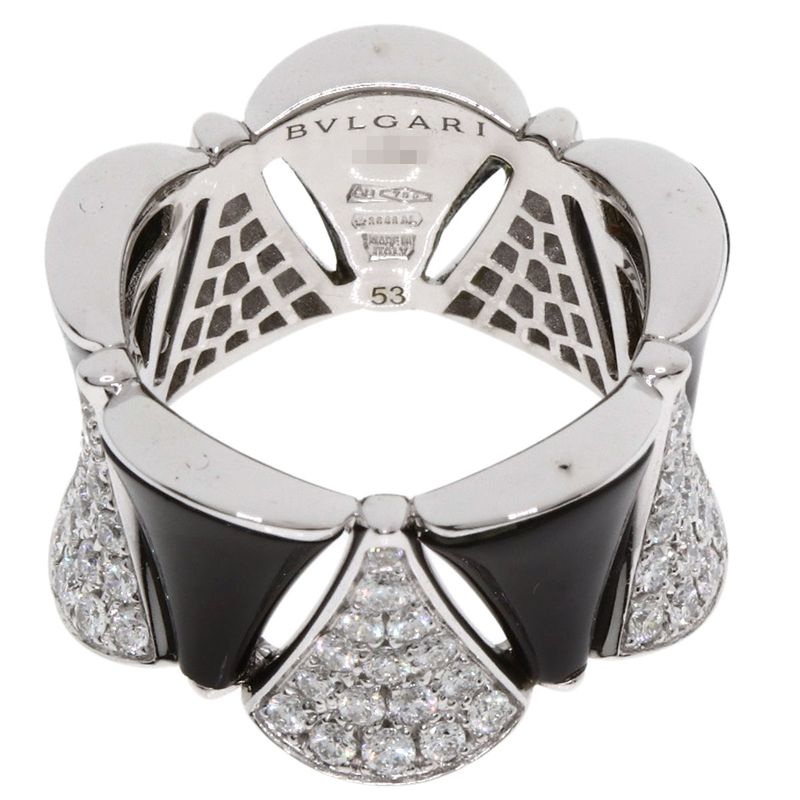 Bvlgari Diva Dream Diamond Onyx 53 Ring 18k White Gold