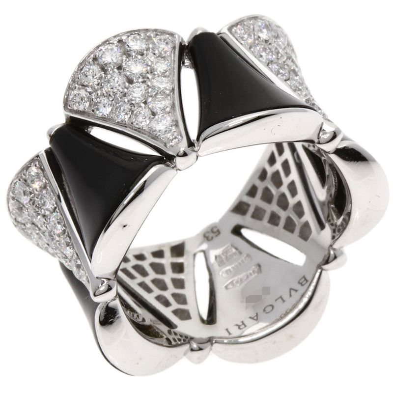 Bvlgari Diva Dream Diamond Onyx 53 Ring 18k White Gold