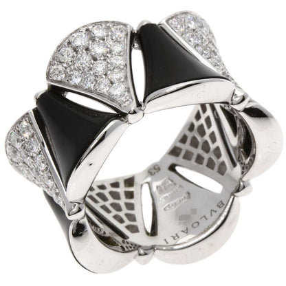 Bvlgari Diva Dream Diamond Onyx 53 Ring 18k White Gold
