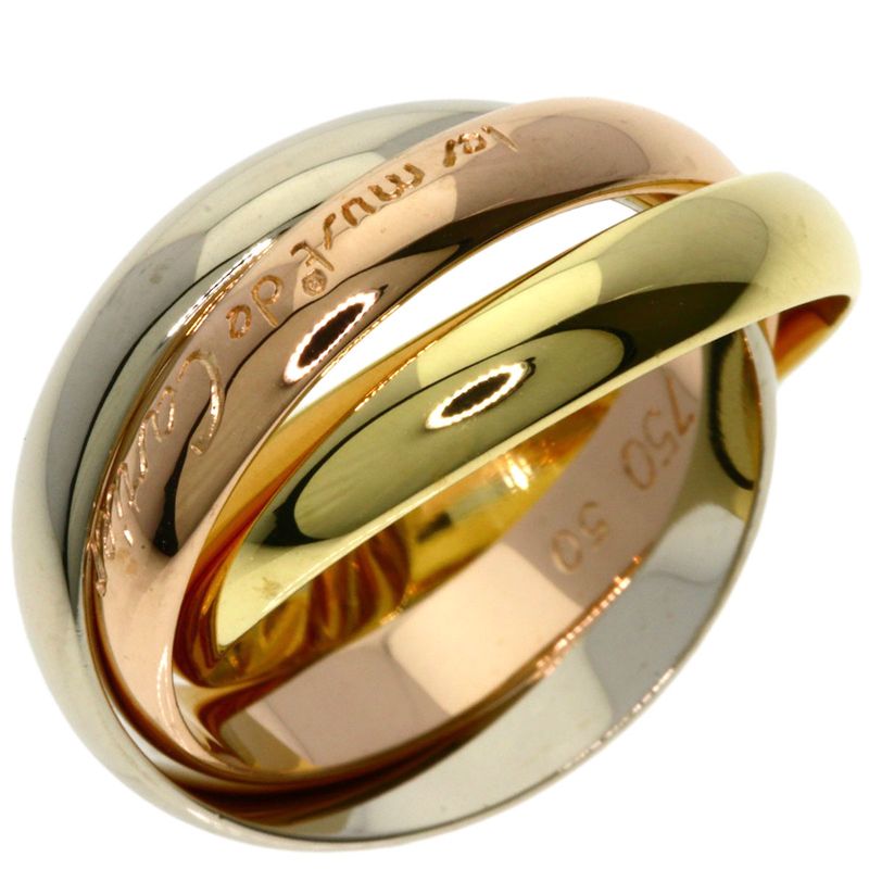Cartier Trinity Color 50 Ring 18k Yellow Gold 18k Pink White