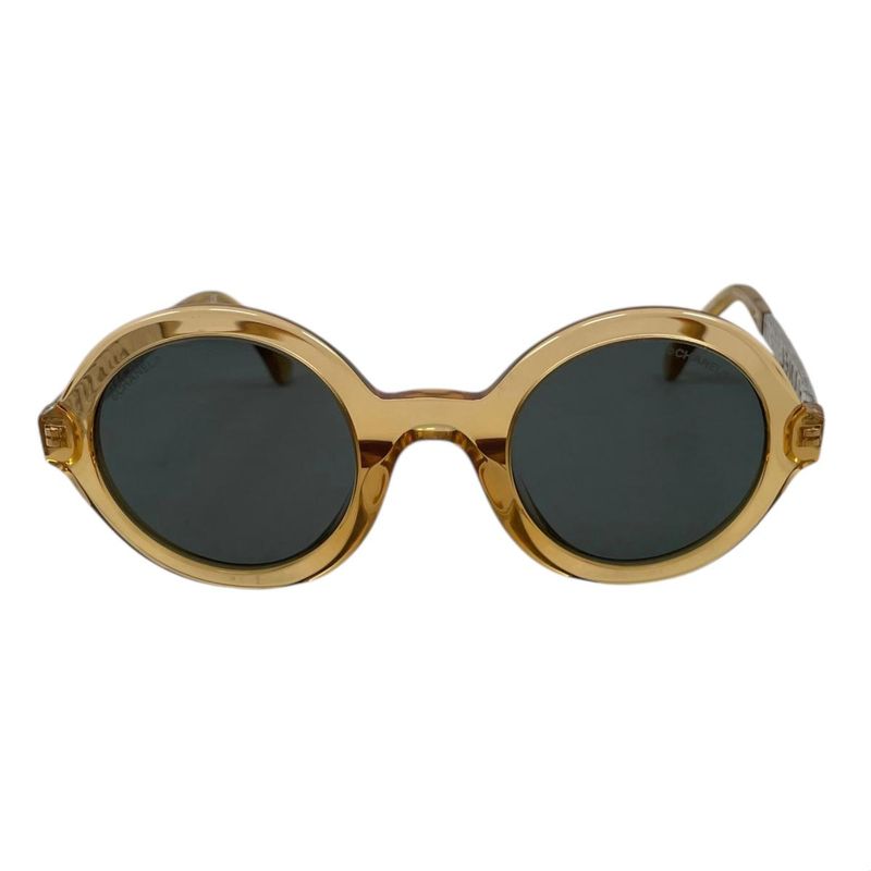 Chanel Sunglasses Clear Frame Logo Brown Silver Eyewear