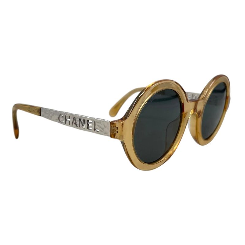 Chanel Sunglasses Clear Frame Logo Brown Silver Eyewear