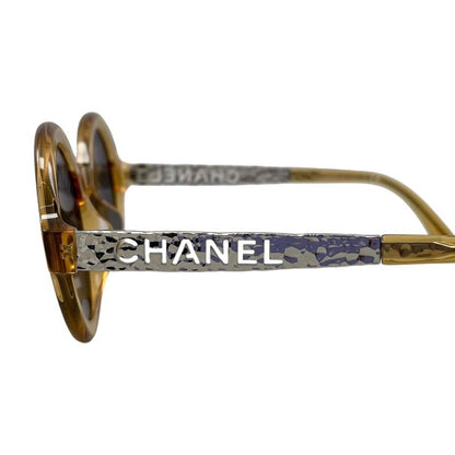 Chanel Sunglasses Clear Frame Logo Brown Silver Eyewear