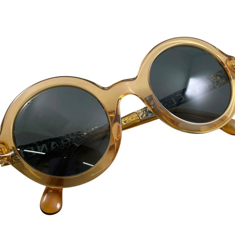 Chanel Sunglasses Clear Frame Logo Brown Silver Eyewear