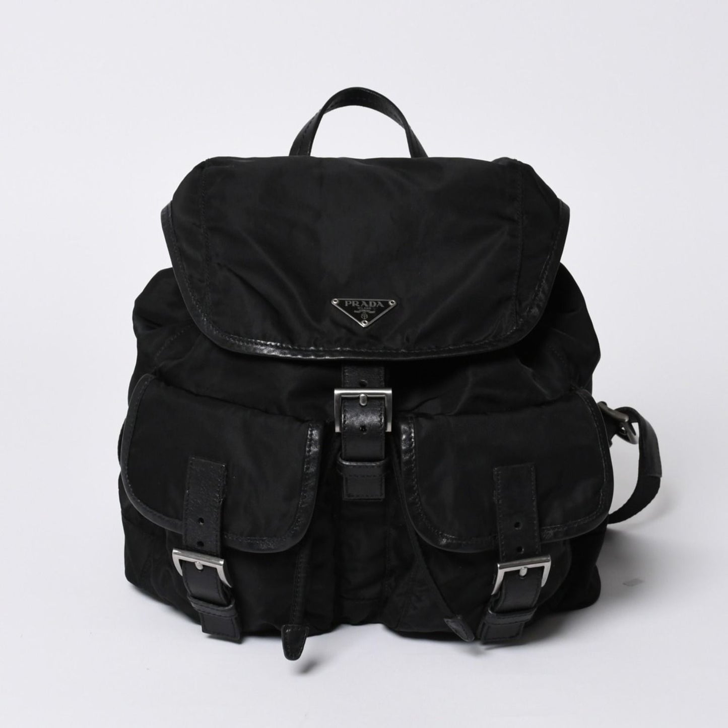 Prada Backpack Re-Nylon Black Nylon Saffiano Leather