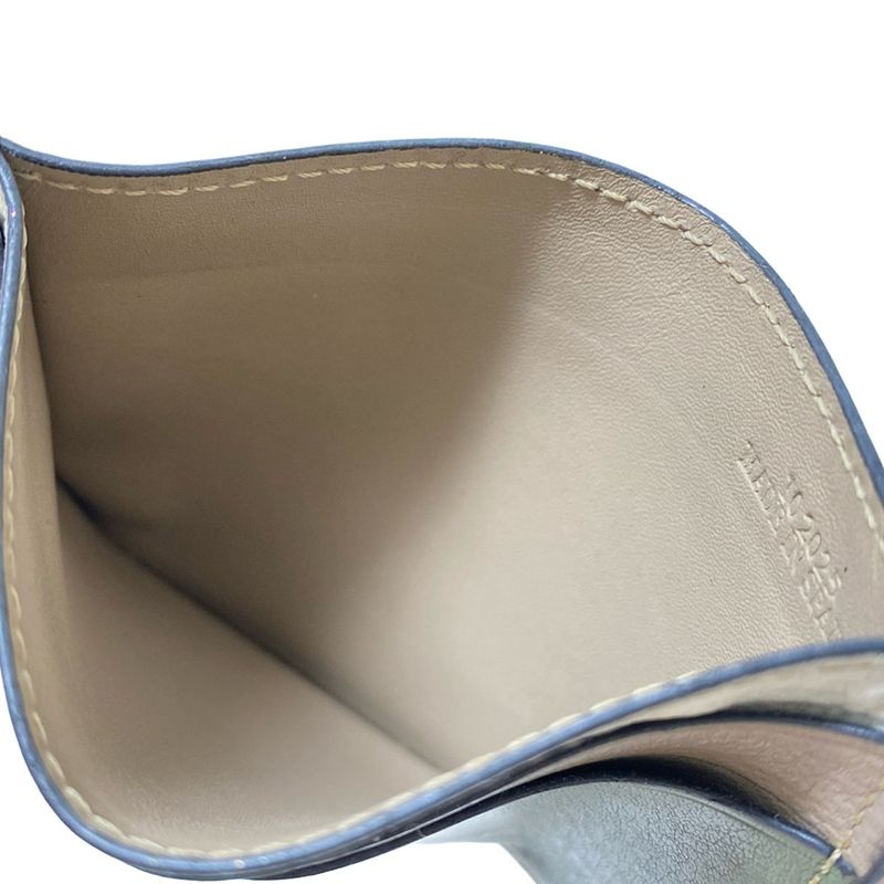 Loewe Card Case Puzzle Plain Holder Khaki Brown White Leather