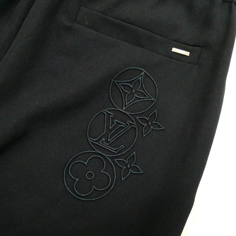 Louis Vuitton Drawstring Wool Pants Navy 46 Monogram Flower
