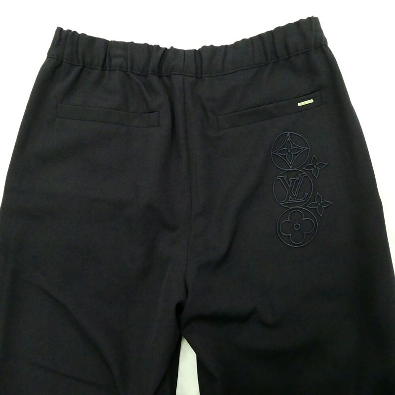 Louis Vuitton Drawstring Wool Pants Navy 46 Monogram Flower