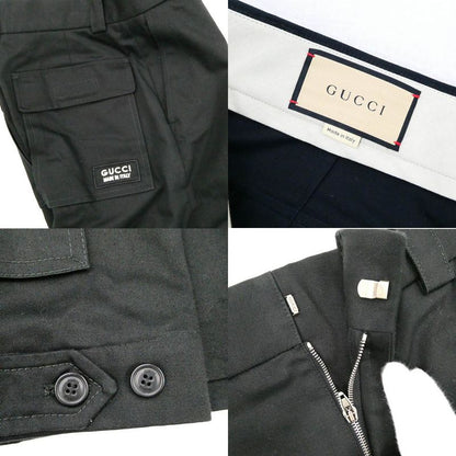 Gucci Logo Patch Wide Cargo Pants Zapro Black 44 Cotton