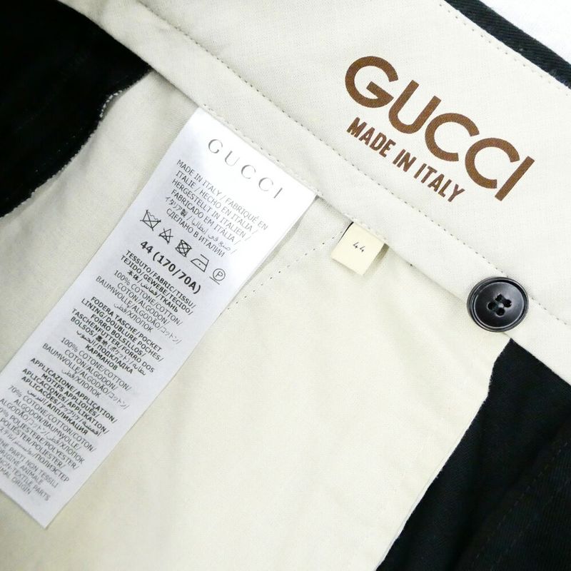 Gucci Logo Patch Wide Cargo Pants Zapro Black 44 Cotton