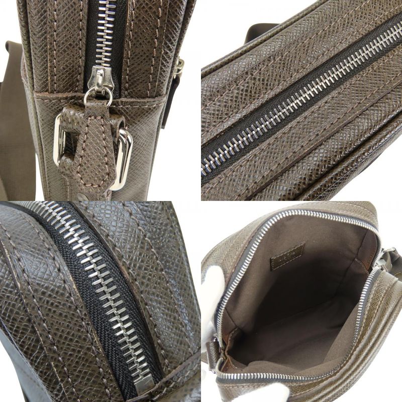 Louis Vuitton Shoulder Bag Dimitri Taiga Grizzly Brown Crossbody Casual Daily