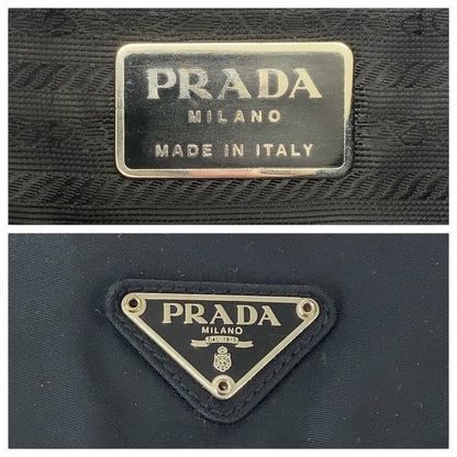 Prada Tessuto Black Silver Nylon Shoulder Bag Pochette