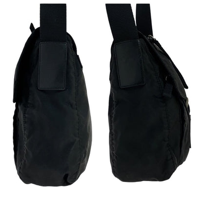 Prada Tessuto Black Silver Nylon Shoulder Bag Pochette