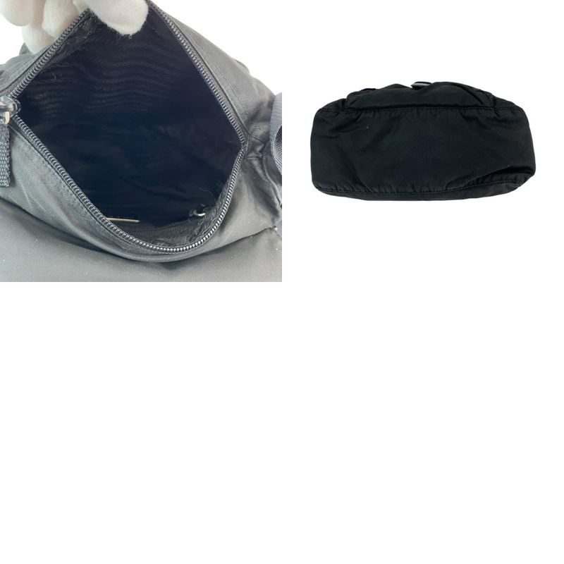 Prada Tessuto Black Silver Nylon Shoulder Bag Pochette