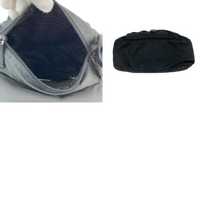 Prada Tessuto Black Silver Nylon Shoulder Bag Pochette