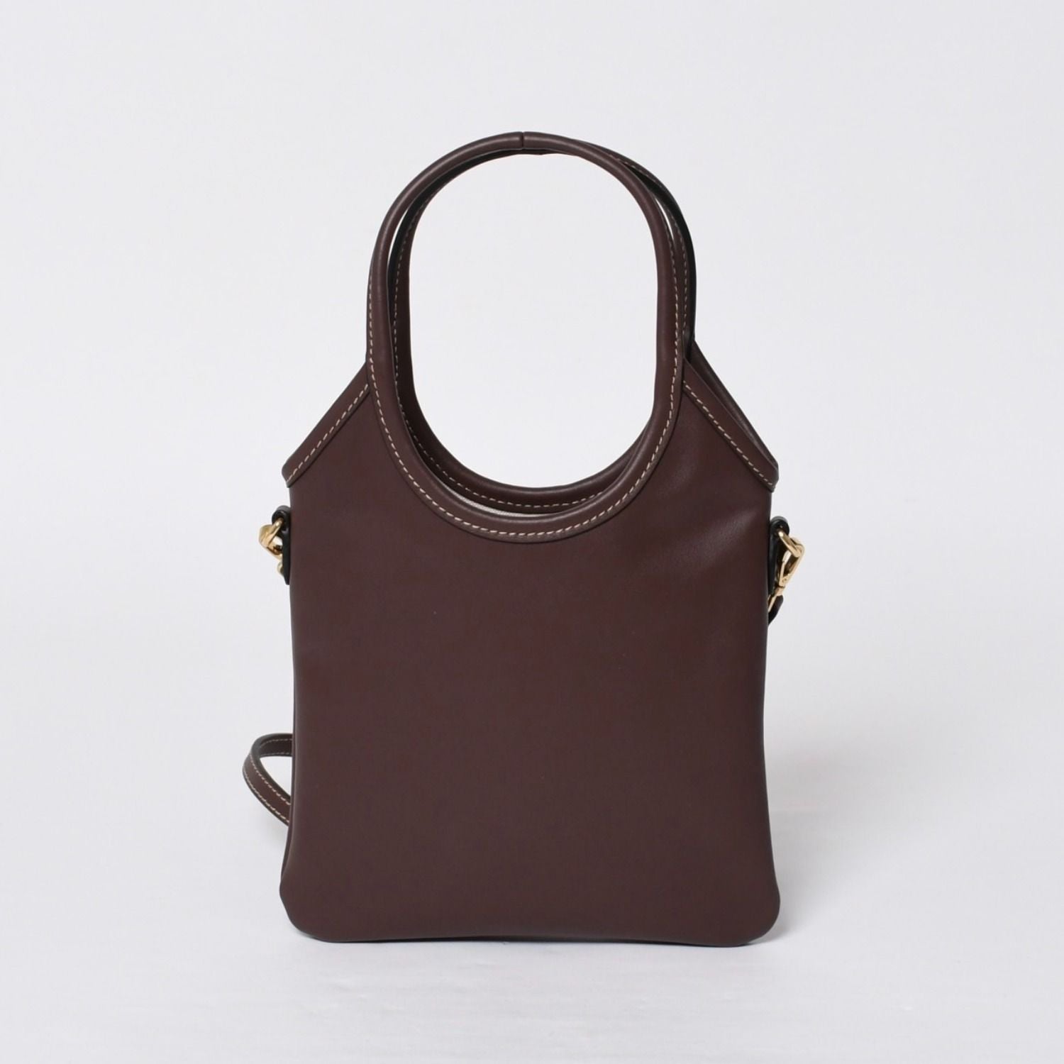 Miu Miu Ivy Mini Way Bag Calfskin Logo Patch Brown Gold — view 2
